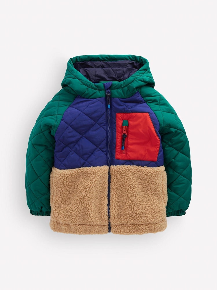 Boden Green Quilted Borg Jacket - Image 1 of 4 Boden Green Quilted Borg Jacket - Image 1 of 4