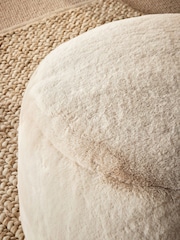 Natural Faux Fur Drum Footstool - Image 2 of 4