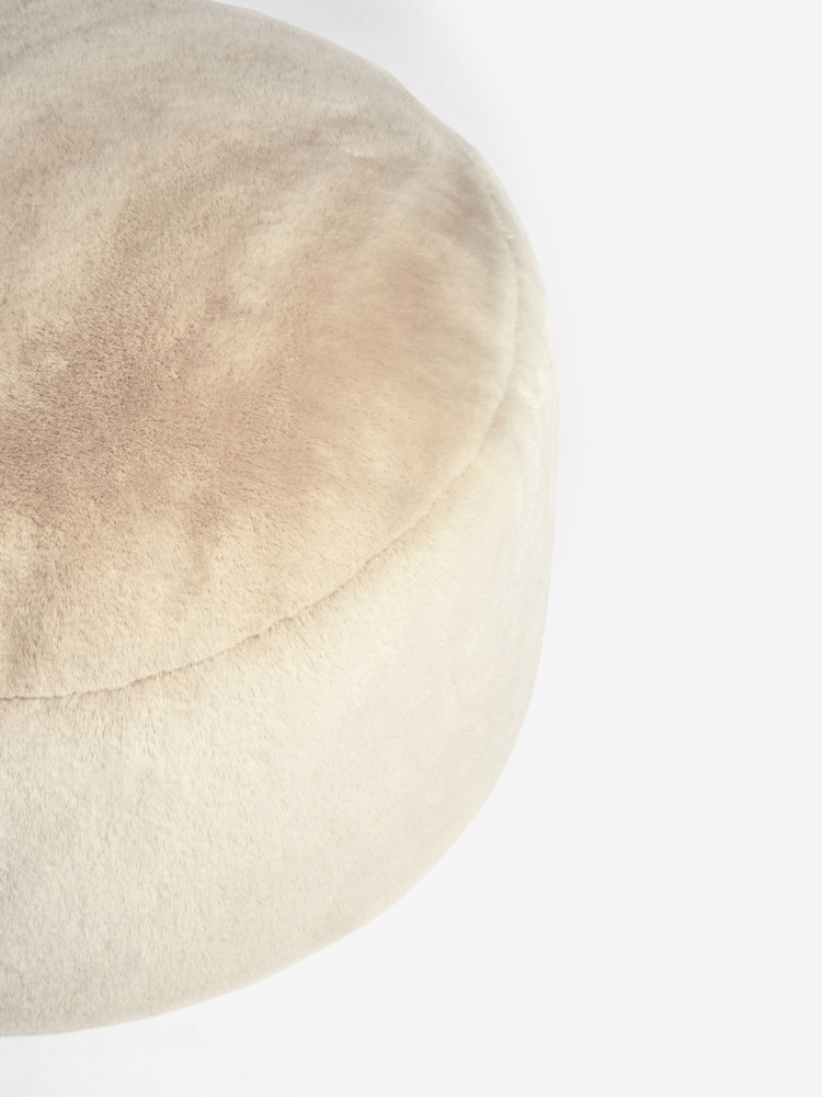 Natural Faux Fur Drum Footstool - Image 4 of 4