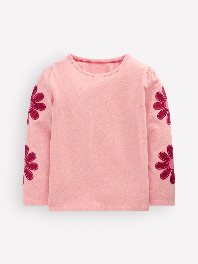 Boden Pink Puff Sleeve Appliqué T-Shirt - Image 1 of 3 Boden Pink Puff Sleeve Appliqué T-Shirt - Image 1 of 3
