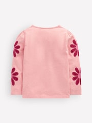 Boden Pink Puff Sleeve Appliqué  T-Shirt - Image 2 of 3