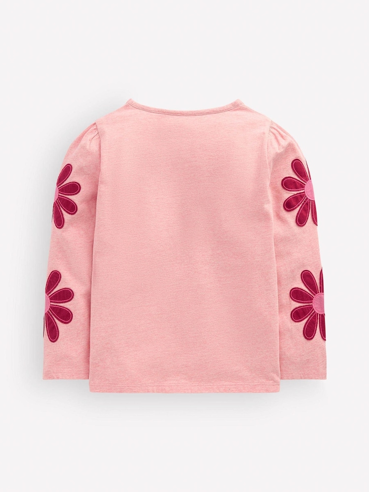Boden Pink Puff Sleeve Appliqué T-Shirt - Image 2 of 3 Boden Pink Puff Sleeve Appliqué T-Shirt - Image 2 of 3