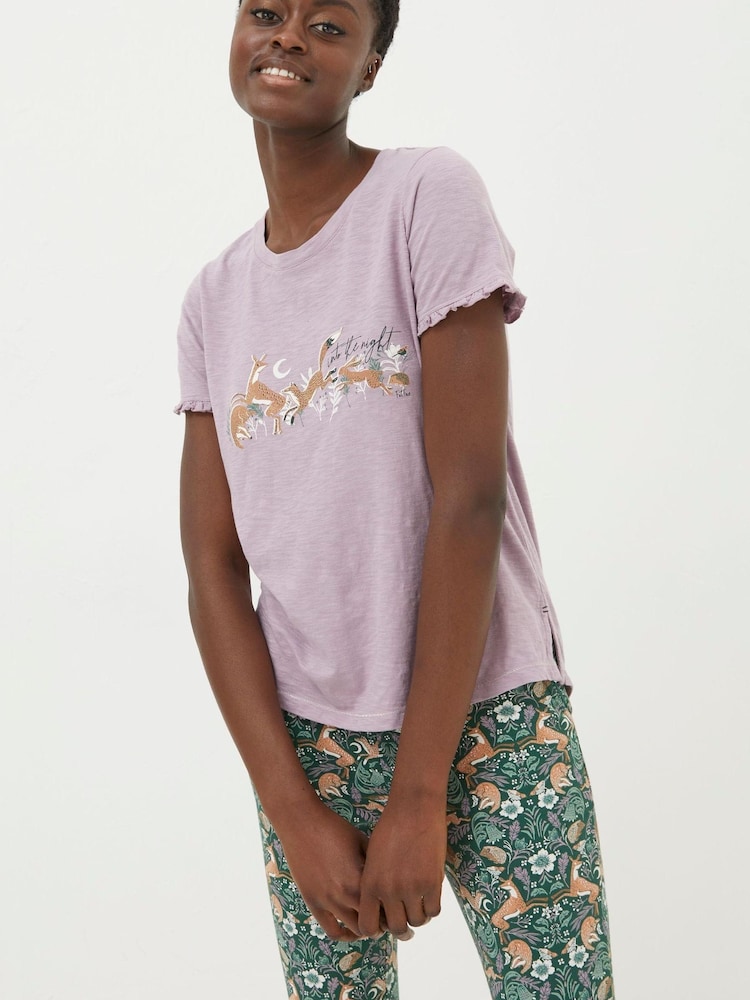 FatFace Purple Felicity Fox T-Shirt - Image 1 of 4
