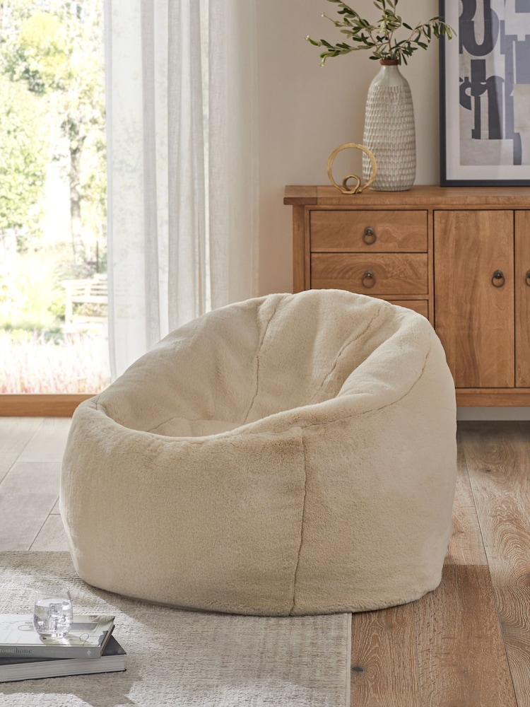 Natural Faux Fur Bean Bag Chair - Image 1 of 5