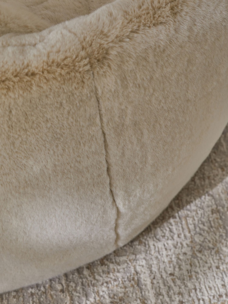 Natural Faux Fur Bean Bag Chair - Image 2 of 5