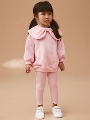 Pink Bow Collar Sweatshirt & Leggings Set (3mths-7yrs) - Image 1 of 1