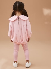 Pink Bow Collar Sweatshirt & Leggings Set (3mths-7yrs) - Image 1 of 4