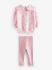 Pink Bow Collar Sweatshirt & Leggings Set (3mths-7yrs) - Image 3 of 4