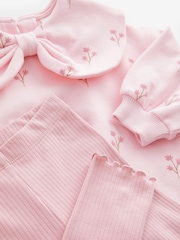 Pink Bow Collar Sweatshirt & Leggings Set (3mths-7yrs) - Image 4 of 4