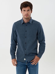 Saltwell Blue Brushed Cotton Twill Shirt - Image 1 of 5