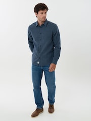 Saltwell Blue Brushed Cotton Twill Shirt - Image 3 of 5