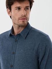 Saltwell Blue Brushed Cotton Twill Shirt - Image 4 of 5