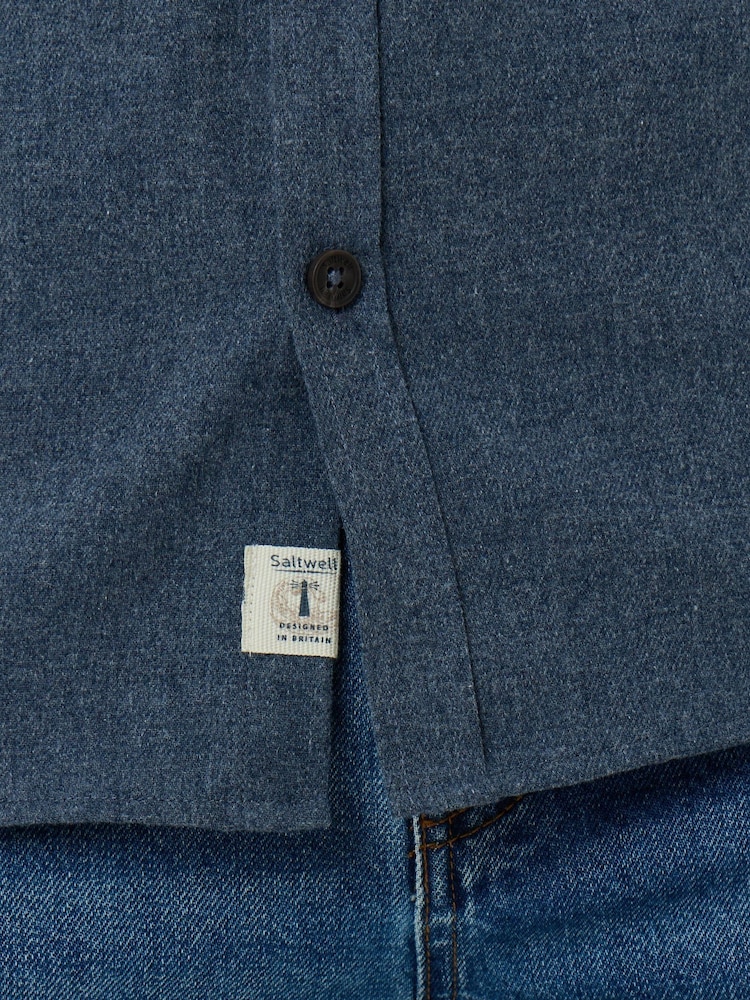 Saltwell Blue Brushed Cotton Twill Shirt - Image 5 of 5