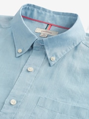 Light Blue Standard Collar Signature 100% Linen Short Sleeve Shirt - Image 6 of 7