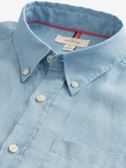 Light Blue Standard Collar Signature 100% Linen Long Sleeve Shirt - Image 8 of 9