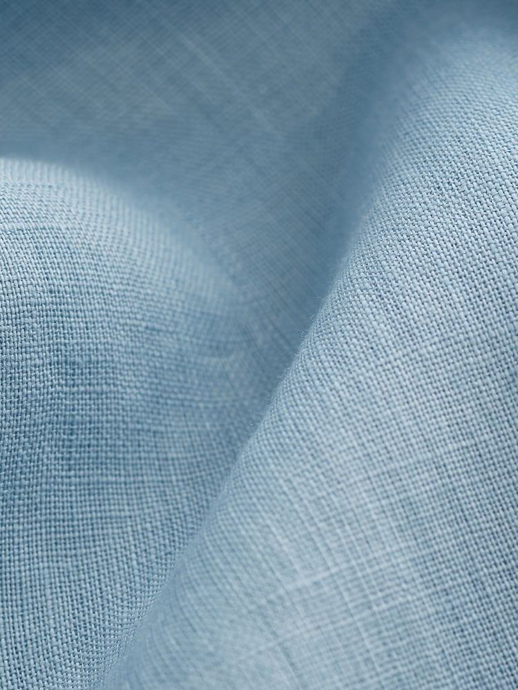 Light Blue Standard Collar Signature 100% Linen Long Sleeve Shirt - Image 9 of 9