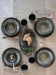 Dutch Rose Green Set of 4 Dinner Plates 12 Piece Set with Pasta Bowls - Image 1 of 4