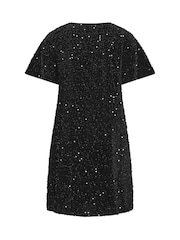 Evans Black Velvet Sequin Embellished Dress - Image 6 of 6