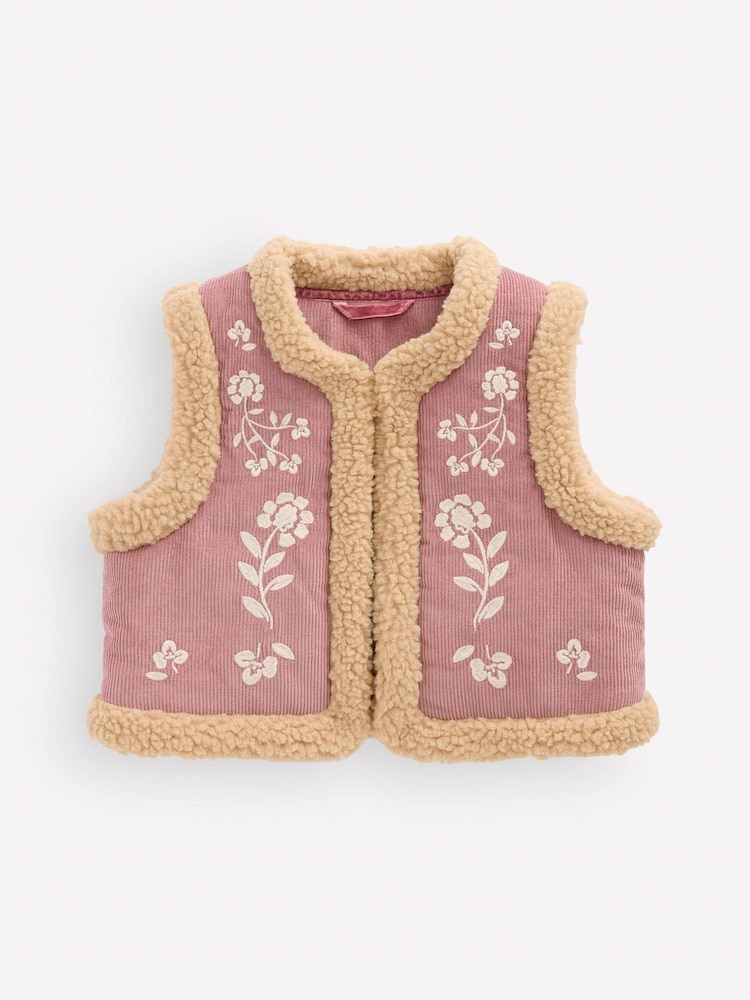 Boden Pink Borg Trim Gilet - Image 1 of 2 Boden Pink Borg Trim Gilet - Image 1 of 2
