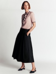 Boden Black Aya cotton sateen Midi Skirt - Image 1 of 5