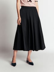 Boden Black Aya cotton sateen Midi Skirt - Image 2 of 5