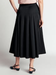 Boden Black Aya cotton sateen Midi Skirt - Image 3 of 5