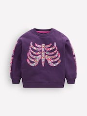 Boden Purple Bobbie Skeleton Appliqué Sweatshirt - Image 2 of 3
