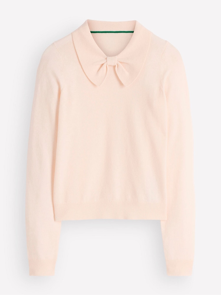 Boden Cream Bow Neck Knitted Jumper - Image 1 of 1 Boden Cream Bow Neck Knitted Jumper - Image 1 of 1