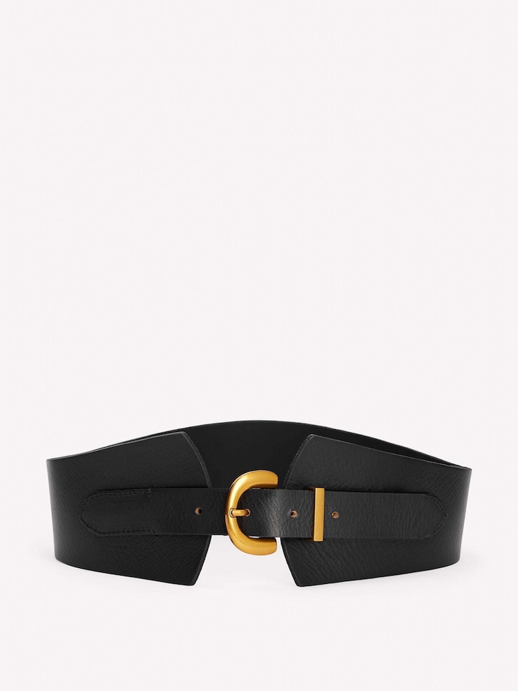 Boden Black Leather Wide Waist Belt - Image 1 of 2