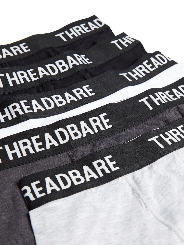 Threadbare Black/Grey Hipster Boxers 5 Packs - Image 6 of 6