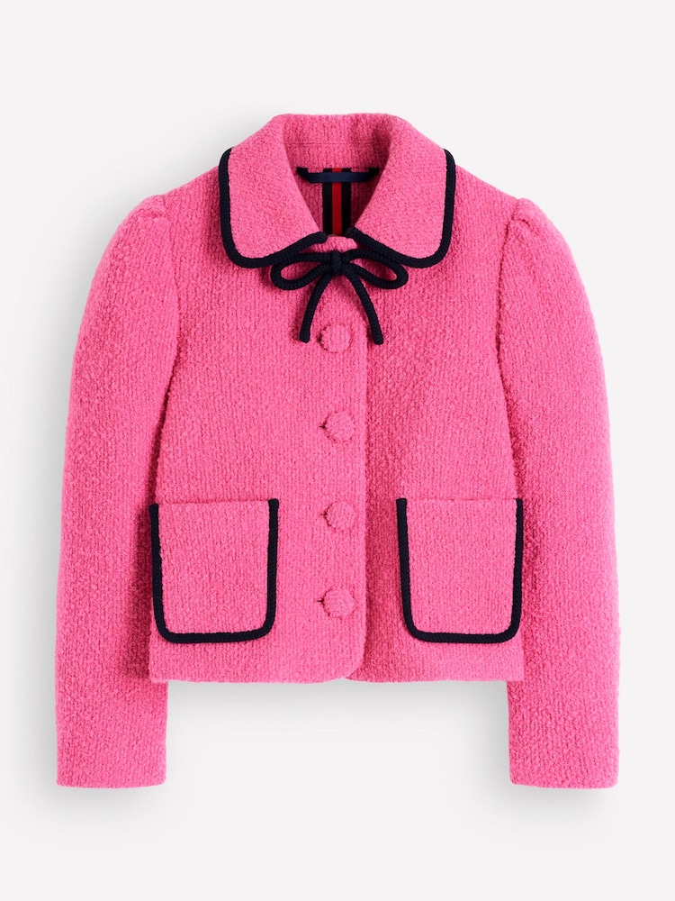 Boden Pink Branscombe Wool Bow Jacket - Image 1 of 1 Boden Pink Branscombe Wool Bow Jacket - Image 1 of 1