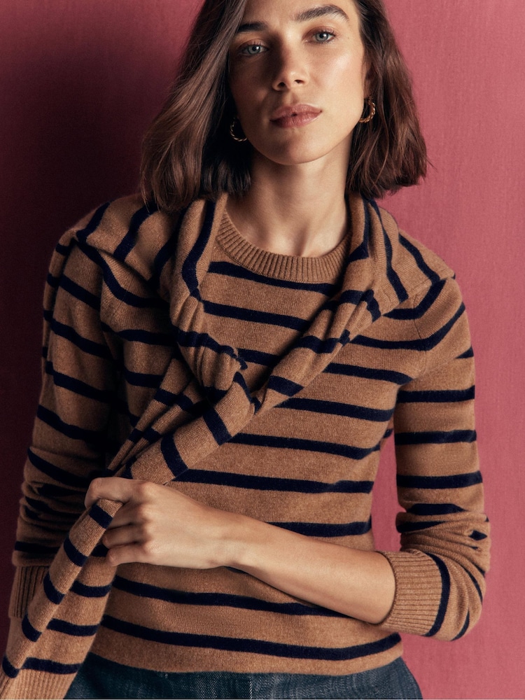 Boden Brown Elsie Cashmere Crew Jumper - Image 1 of 6 Boden Brown Elsie Cashmere Crew Jumper - Image 1 of 6