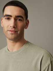 Sage Green Garment Dye Heavyweight Relaxed 100% Cotton T-Shirt - Image 4 of 8