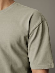 Sage Green Garment Dye Heavyweight Relaxed 100% Cotton T-Shirt - Image 5 of 8