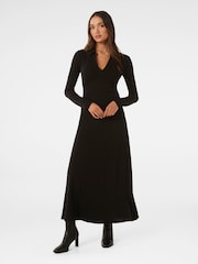 Forever New Black Petite Kaitlyn Collared Jersey Dress - Image 1 of 4