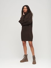 Superdry Brown Knnitted Roll Neck Jumper Dress - Image 2 of 6