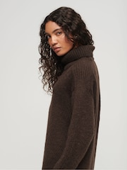 Superdry Brown Knnitted Roll Neck Jumper Dress - Image 3 of 6