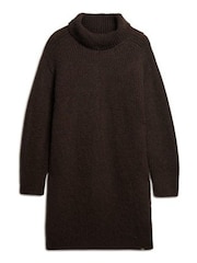 Superdry Brown Knnitted Roll Neck Jumper Dress - Image 4 of 6