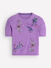 Boden Purple Ria Embellished Knit T-Shirt - Image 1 of 1
