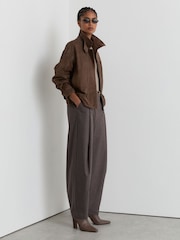 Reiss Brown Cooper Petite Suede Relaxed-Fit Jacket - Image 1 of 9