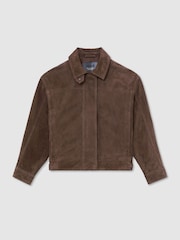 Reiss Brown Cooper Petite Suede Relaxed-Fit Jacket - Image 2 of 9