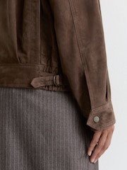 Reiss Brown Cooper Petite Suede Relaxed-Fit Jacket - Image 7 of 9