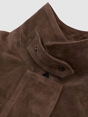 Reiss Brown Cooper Petite Suede Relaxed-Fit Jacket - Image 8 of 9