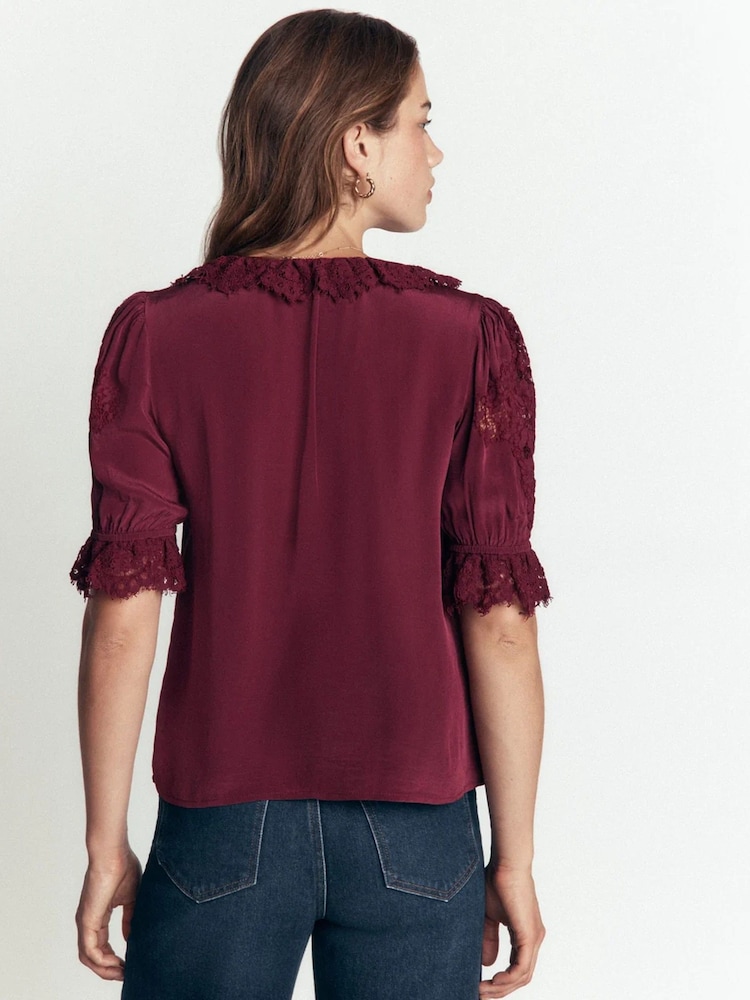 Күлгін - Boden Ruffle V мойын кружевной топ - 6суретінің 2 суреті