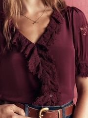 Күлгін - Boden Ruffle V мойын кружевной топ - 6суретінің 5 суреті