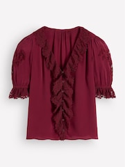 Күлгін - Boden Ruffle V мойын кружевной топ - 6суретінің 6 суреті
