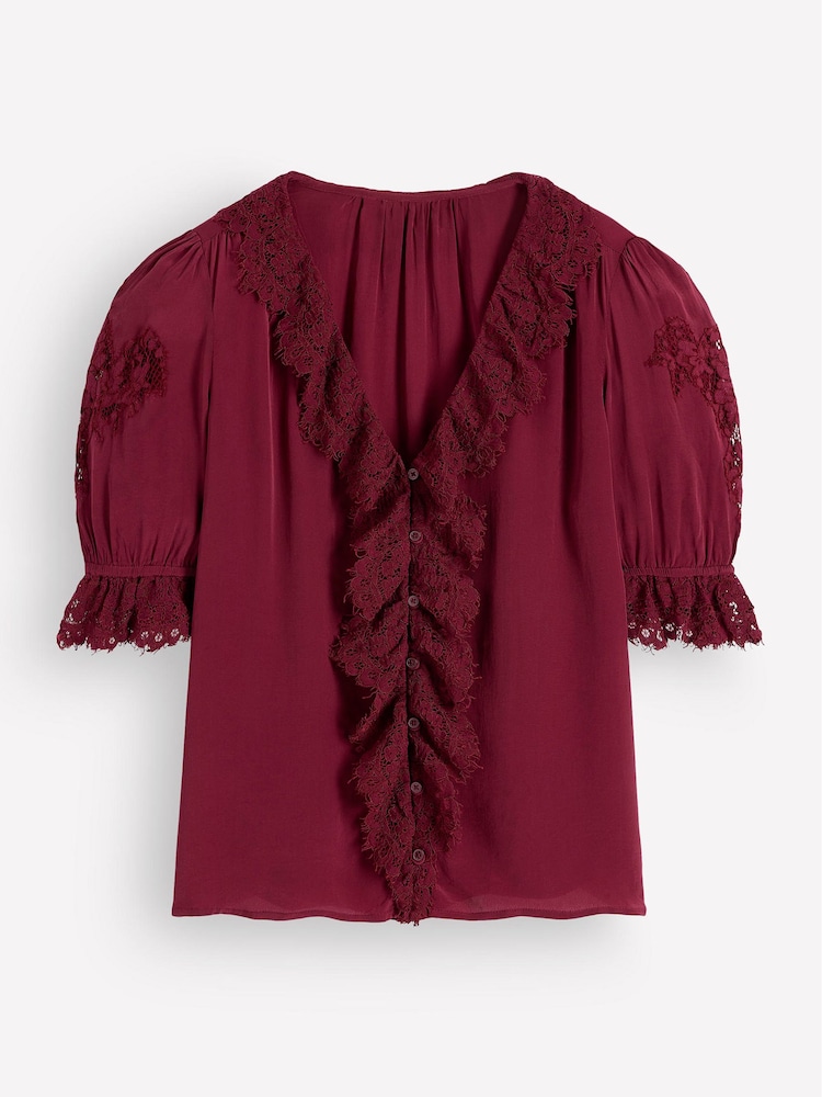 Күлгін - Boden Ruffle V мойын кружевной топ - 6суретінің 6 суреті