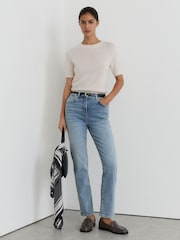 Reiss Light Blue Isabel Slim-Leg Mid-Rise Jeans - Image 1 of 5