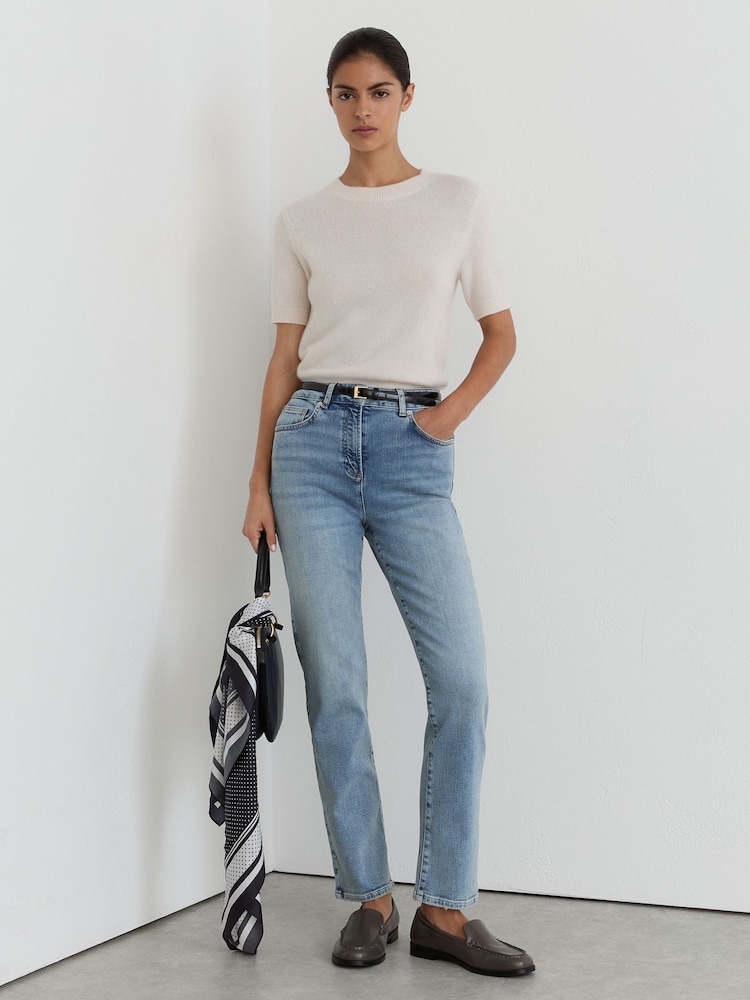 Reiss Light Blue Isabel Slim-Leg Mid-Rise Jeans - Image 1 of 5 Reiss Light Blue Isabel Slim-Leg Mid-Rise Jeans - Image 1 of 5