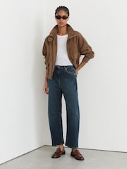Reiss Antique Mid Blue Levitt Barrel-Leg Jeans - Image 1 of 6